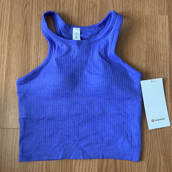 ❤️ Lululemon Ebb to Street Racerback Crop Tank Charged Indigo Size 6 NWT - Picture 1 of 6
